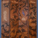 Closing the Door Forever, acrylic and copper foil on recycled doors