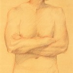 Male Nude, colored pencil on prepared paper
