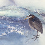 Winter Heron is a pen and ink with watercolor.