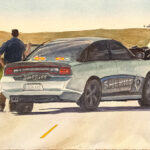 Route 287 is a pen and ink with watercolor
