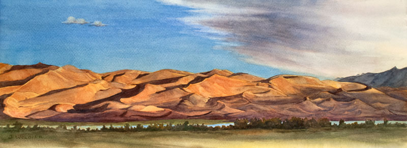 Sand Dunes National Park is a pen and ink with watercolor