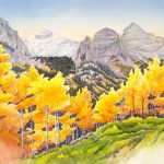 Maroon Bells Trail is a pen and ink with watercolor
