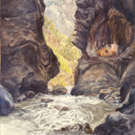 Box Canyon Ouray is a pen and ink with watercolor