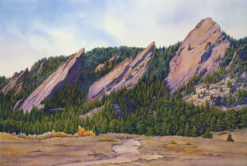 The Flatirons is a pen and ink with watercolor.