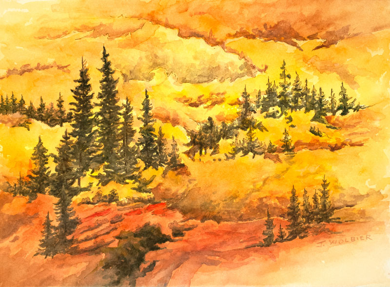 Indian Peaks Fall Color is a pen and ink with watercolor.